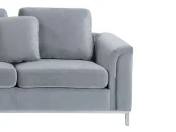Left Hand Velvet Corner Sofa Light Grey Oslo