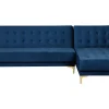 Left Hand Velvet Corner Sofa Navy Blue Aberdeen