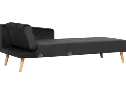 Left Hand Velvet Corner Sofa Bed Black Vadso