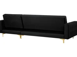 Left Hand Velvet Corner Sofa Black Aberdeen