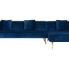 Left Hand Velvet Corner Sofa Bed Blue Vadso
