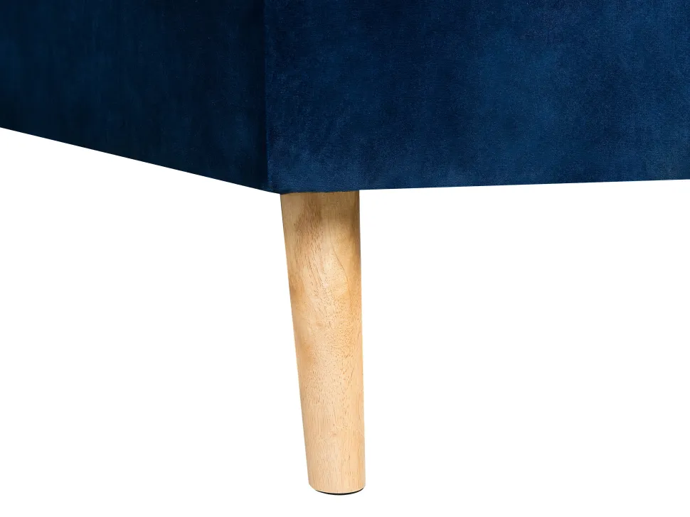 Left Hand Velvet Corner Sofa Bed Blue Vadso