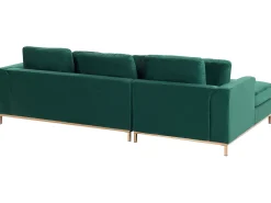Left Hand Velvet Corner Sofa With Ottoman Emerald Green Oslo