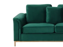 Left Hand Velvet Corner Sofa With Ottoman Emerald Green Oslo