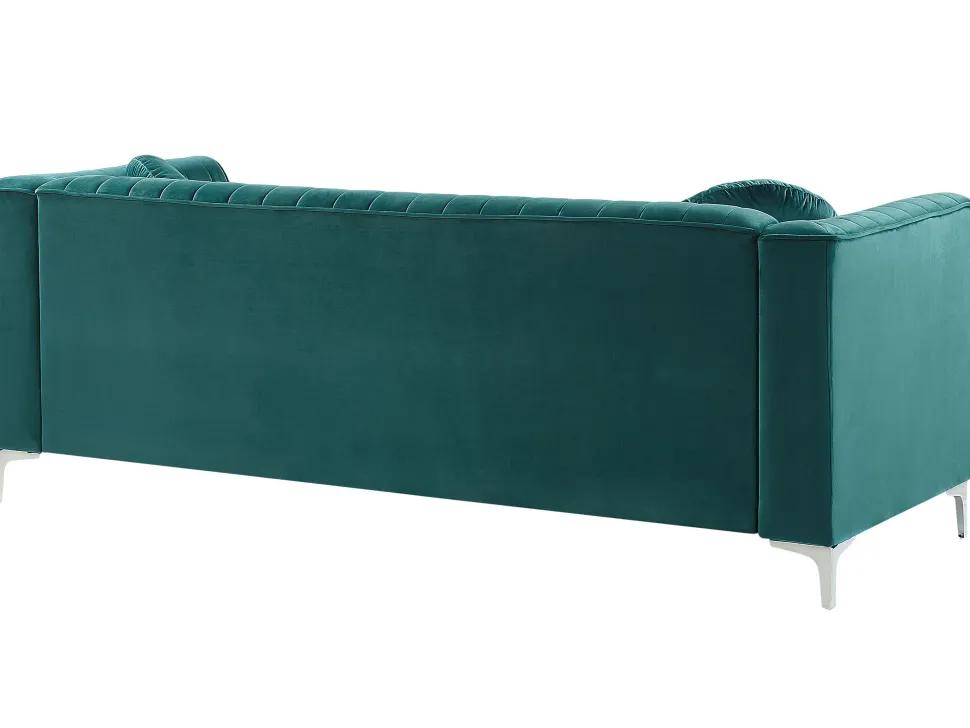Left Hand Velvet Corner Sofa Emerald Green Timra