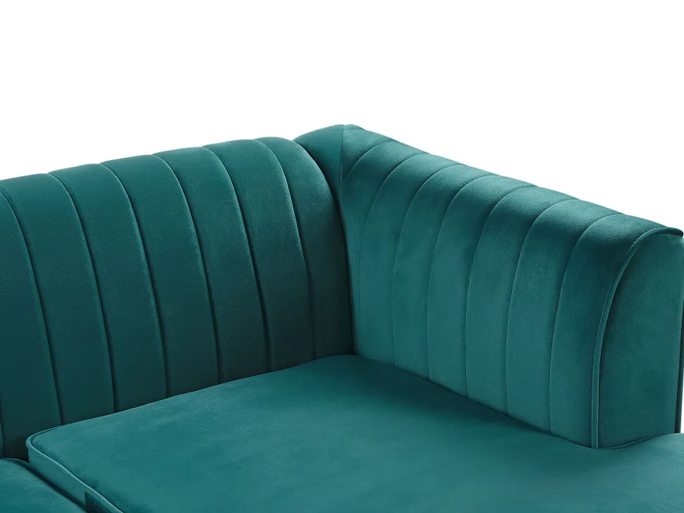 Left Hand Velvet Corner Sofa Emerald Green Timra