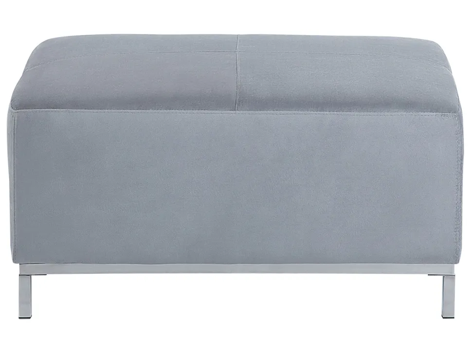 Left Hand Velvet Corner Sofa With Ottoman Light Grey Oslo