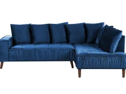 Left Hand Velvet Corner Sofa Blue Grena
