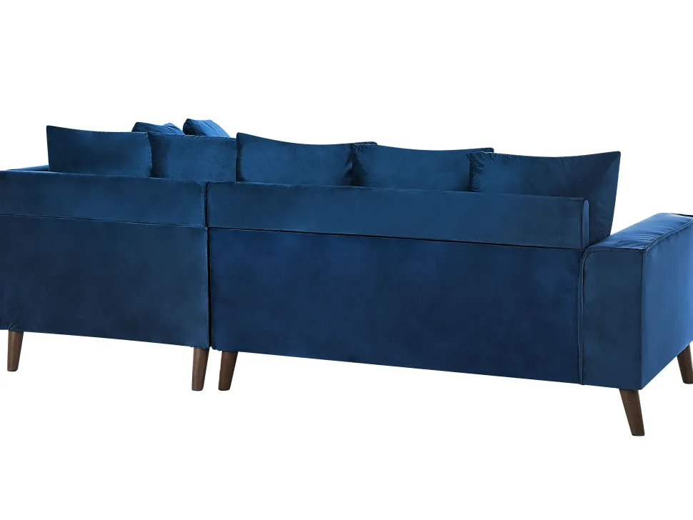 Left Hand Velvet Corner Sofa Blue Grena