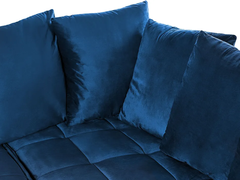 Left Hand Velvet Corner Sofa Blue Grena