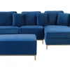 Left Hand Velvet Corner Sofa With Ottoman Navy Blue Oslo
