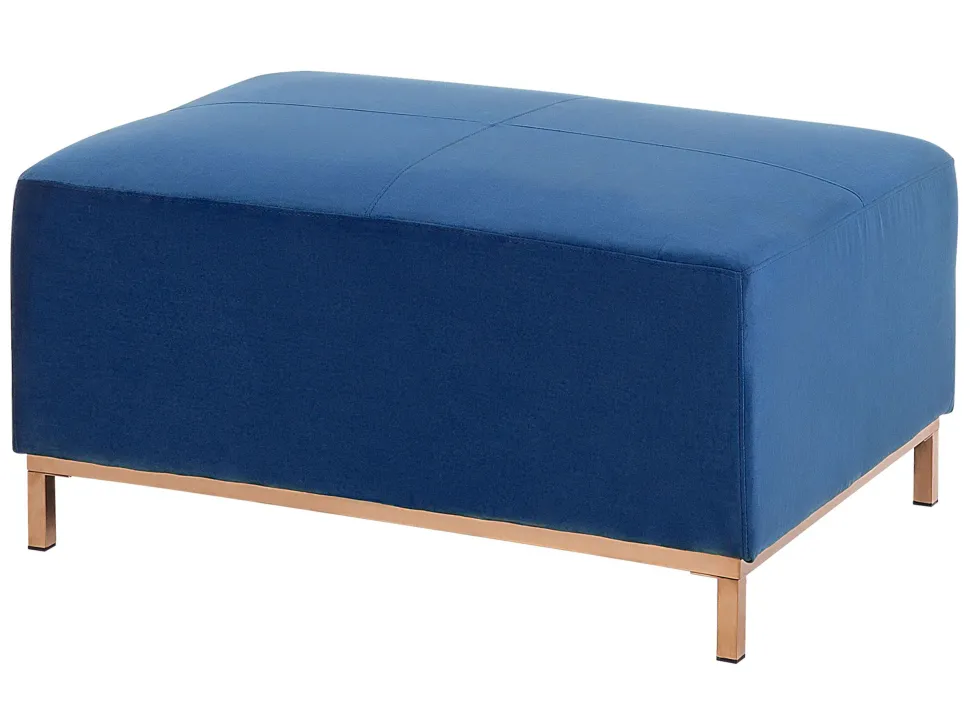 Left Hand Velvet Corner Sofa With Ottoman Navy Blue Oslo