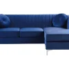Left Hand Velvet Corner Sofa Navy Blue Timra