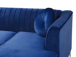 Left Hand Velvet Corner Sofa Navy Blue Timra