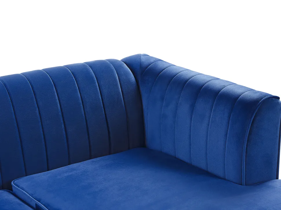 Left Hand Velvet Corner Sofa Navy Blue Timra
