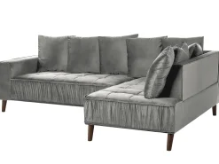 Left Hand Velvet Corner Sofa Grey Grena