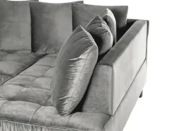 Left Hand Velvet Corner Sofa Grey Grena