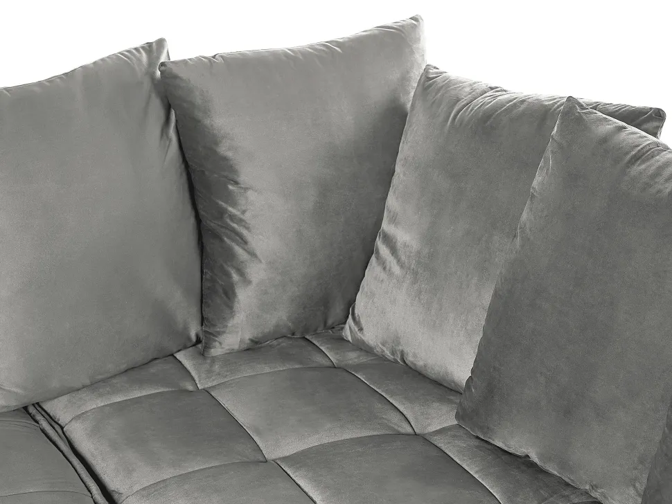 Left Hand Velvet Corner Sofa Grey Grena
