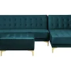 Left Hand Velvet Corner Sofa With Ottoman Teal Aberdeen