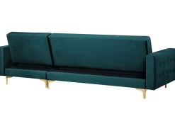 Left Hand Velvet Corner Sofa With Ottoman Teal Aberdeen