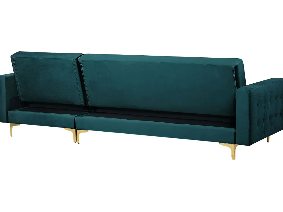 Left Hand Velvet Corner Sofa With Ottoman Teal Aberdeen