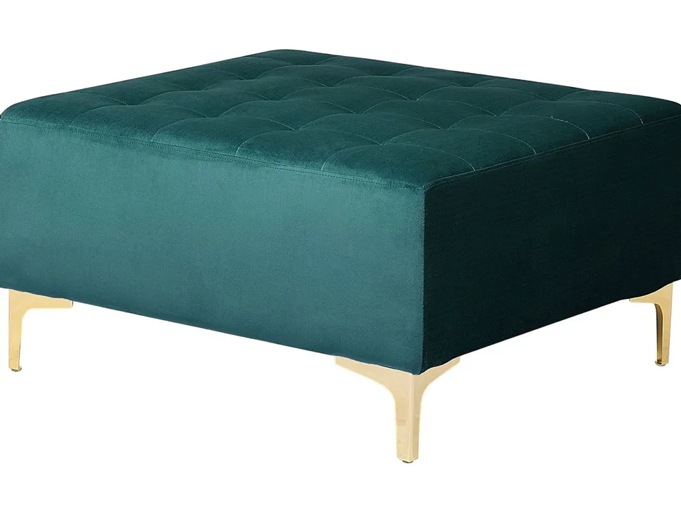 Left Hand Velvet Corner Sofa With Ottoman Teal Aberdeen