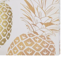 Leinwandbild Rosa / Gold Ananas-Motiv 3Er Set 30 X 30 Cm Apesika