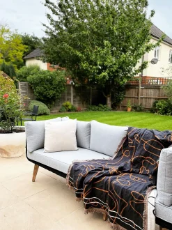 Lounge Set Akazienholz Hellbraun / Schwarz 5-Sitzer Modular Auflagen Taupe Alcamo
