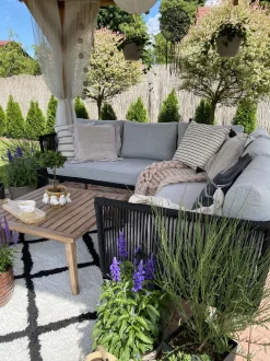 Lounge Set Akazienholz Hellbraun / Schwarz 5-Sitzer Modular Auflagen Taupe Alcamo