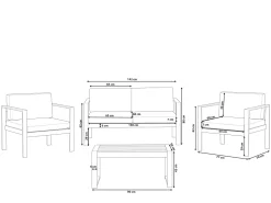 Lounge Set Aluminium 4-Sitzer Auflagen Dunkelgrau Salerno