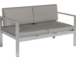 Lounge Set Aluminium 4-Sitzer Auflagen Dunkelgrau Salerno