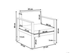 Lounge Set Aluminium 4-Sitzer Auflagen Dunkelgrau Salerno