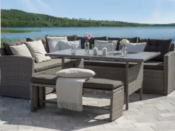 Lounge Set Rattan Grau Viterbo