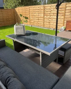 Lounge Set Rattan Grau Viterbo