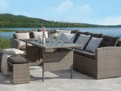Lounge Set Rattan Grau Viterbo