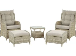 Lounge Set Rattan Hellbraun 2-Sitzer Auflagen Beige Ponza