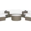 Lounge Set Rattan Hellbraun 9-Sitzer Rund Auflagen Weis Severo