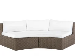 Lounge Set Rattan Hellbraun 9-Sitzer Rund Auflagen Weis Severo