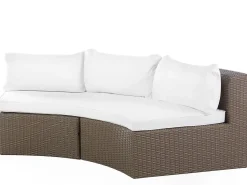 Lounge Set Rattan Hellbraun 9-Sitzer Rund Auflagen Weis Severo