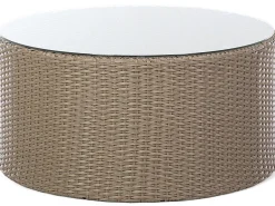 Lounge Set Rattan Hellbraun 9-Sitzer Rund Auflagen Weis Severo
