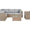 Lounge Set Rattan Hellbraun 6-Sitzer Rechtsseitig Modular Auflagen Hellgrau Contare