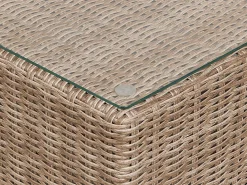 Lounge Set Rattan Hellbraun 6-Sitzer Rechtsseitig Modular Auflagen Hellgrau Contare