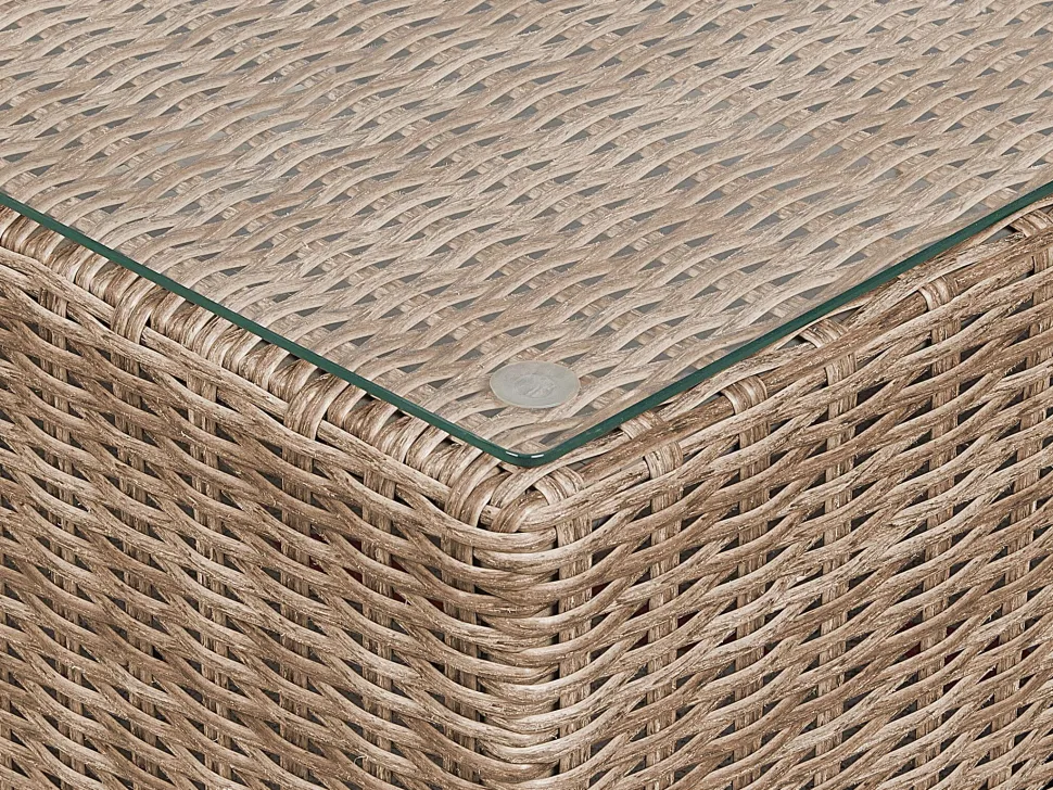 Lounge Set Rattan Hellbraun 6-Sitzer Rechtsseitig Modular Auflagen Hellgrau Contare
