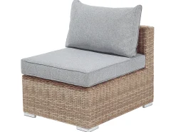 Lounge Set Rattan Hellbraun 6-Sitzer Rechtsseitig Modular Auflagen Hellgrau Contare
