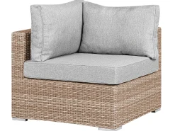 Lounge Set Rattan Hellbraun 6-Sitzer Rechtsseitig Modular Auflagen Hellgrau Contare