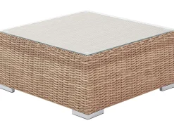 Lounge Set Rattan Hellbraun 6-Sitzer Rechtsseitig Modular Auflagen Hellgrau Contare