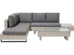 Lounge Set Rattan Hellbraun 5-Sitzer Modular Auflagen Grau Lanciano