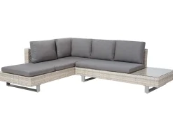 Lounge Set Rattan Hellbraun 5-Sitzer Modular Auflagen Grau Lanciano