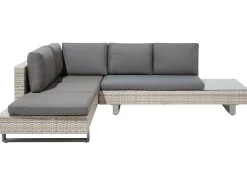 Lounge Set Rattan Hellbraun 5-Sitzer Modular Auflagen Grau Lanciano