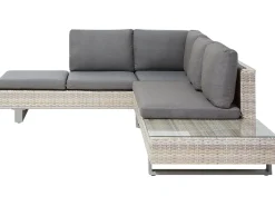 Lounge Set Rattan Hellbraun 5-Sitzer Modular Auflagen Grau Lanciano